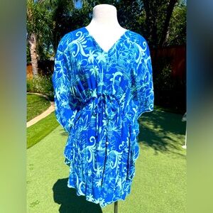 Blue Floral Kaftan Dress